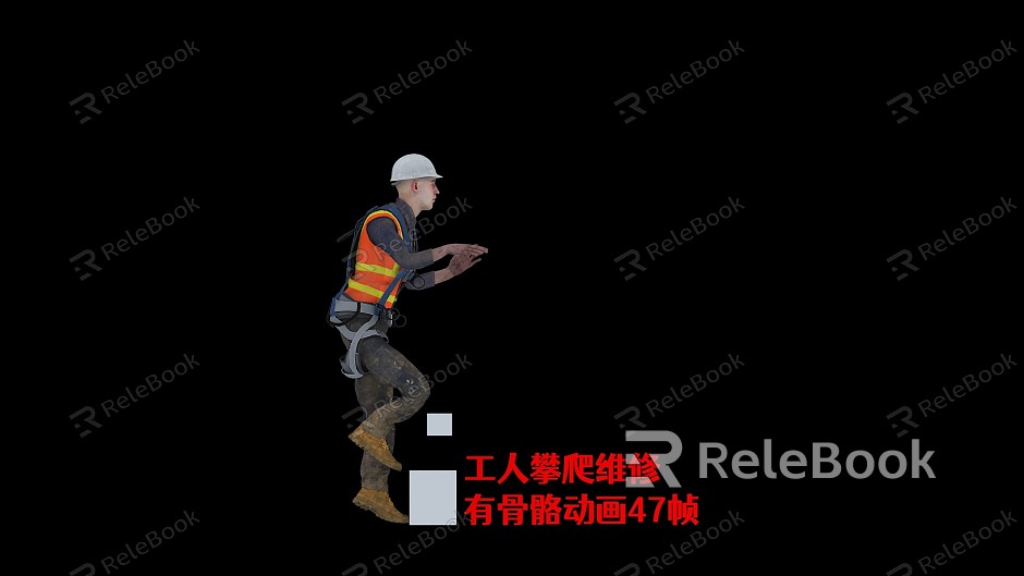 Male Workers Male Workers Climbing Maintenance Ladder with Skeleton Animation model