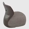 Rounded Modern Single Sofa with Brown Leather Backrest and Gray Fabric Seat 3d model