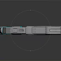 Futuristic Sci Fi Gun with Metallic Silver Body Blue Accent Lines and Ergonomic Grip Design