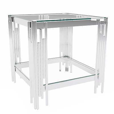 Modern Coffee Table With Glass Top And Chrome Metal Frame Design 3d model