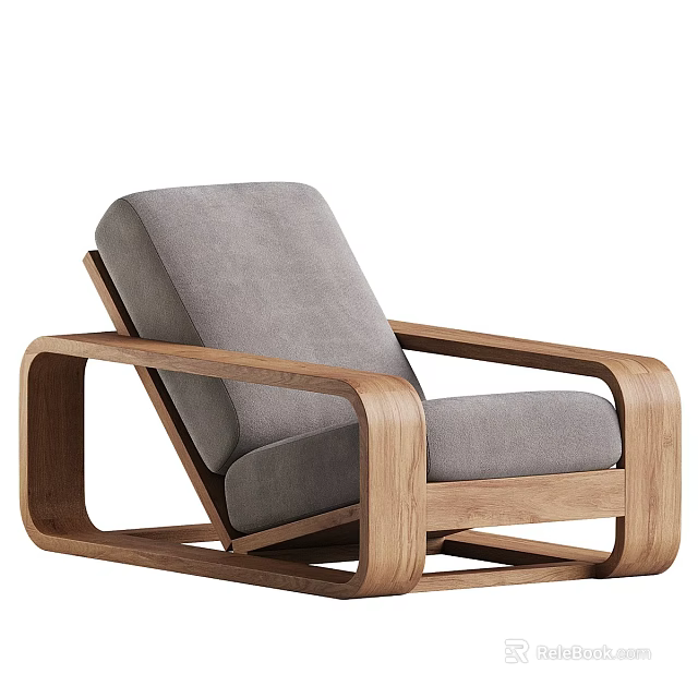 Modern Minimalist Sofa And Coffee Table Set With Gray Upholstery And Wooden Frame 3d model 