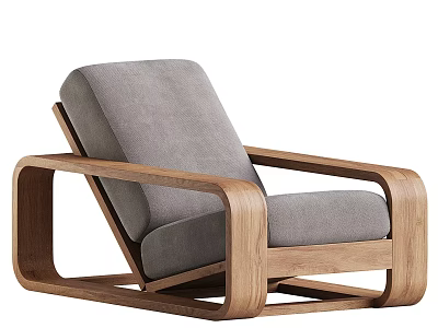 Modern Minimalist Sofa And Coffee Table Set With Gray Upholstery And Wooden Frame 3d model