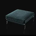 Turquoise Square Ottoman With Tufted Textured Fabric And Silver Metal Legs