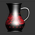 Sleek Black Electric Kettle Featuring Red Floral Pattern for Home Daily Use