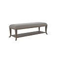 Classic Upholstered Sofa Bench With Light Gray Cushion Wooden Frame And Lower Shelf