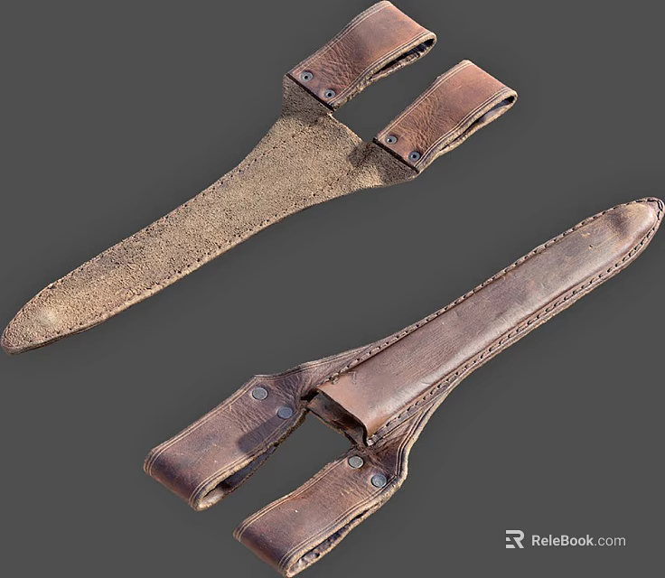 Durable Handcrafted Vintage Leather Sheaths with Riveted Details for Daily Use 3d model 