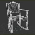 Classic Wooden Rocking Chair with Gray Fabric Seat and Armrests for Home Use