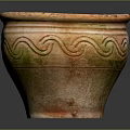 Handcrafted Ceramic Pottery With Intricate Wave Pattern Sculpture Carving And Textured Surface