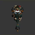 Futuristic Mechanical Camel With Rider In Red Hat Green Orange Design
