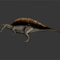 Realistic Spinosaurus Dinosaur 3D Model With Brown Sail And Open Mouth