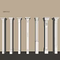 White Decorative Columns With Various Ornate Designs For Interior Architectural 3d model