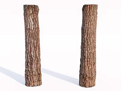Natural Stone Wood Pillars With Textured Surface Isolated On White Background 3d model