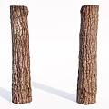 Natural Stone Wood Pillars With Textured Surface Isolated On White Background