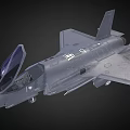 Gray Military Fighter Jet With Open Canopy And Visible Landing Gear Emblems