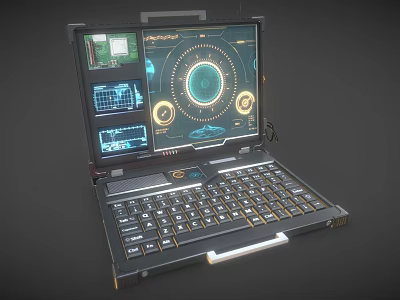 Futuristic Laptop Featuring Digital Dashboard Circuit Board And Tech Interface 3d model