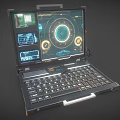 Futuristic Laptop Featuring Digital Dashboard Circuit Board And Tech Interface 3d model