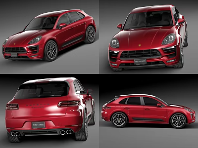 Red Porsche SUV Exterior Design Showcase With Multi Angle Views 3d model