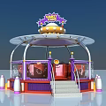Commercial Amusement Ride Equipment with Candy Theme Purple Gold Decor Transparent Fencing and Stairs