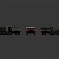Assorted Model Trucks in Green Red and Camouflage Color Styles