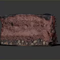 Decadent Red Cake Slice With Marble Swirl And Crunchy Nut Base