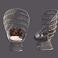 Two Stylish White Woven Leisure Chairs With Brown Cushion And Modern Design