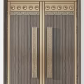 Decorative Wooden Double Doors Design With Vertical Stripes And Circular Patterns 3d model