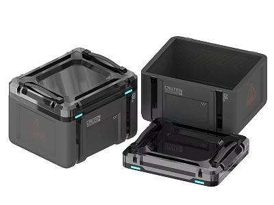 Black Hard Shell Storage Cases With Transparent Panels Stackable Design And Brand Logo 3d model