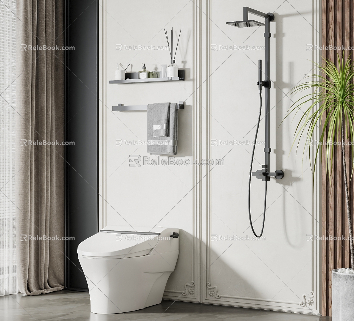 Modern toilet seat shower combination 3d model