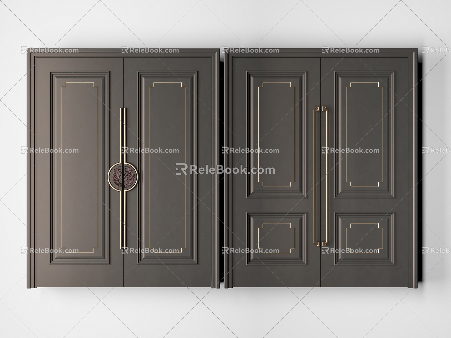 New Chinese Double Door 3d model