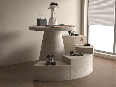 Modern Spiral Display Shelf with Stepped Stone Structure for Shoes Handbag and Hat 3d model