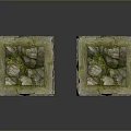 Scenic View Of Ancient Stone Pillars With Lion Head Decorations Covered In Moss