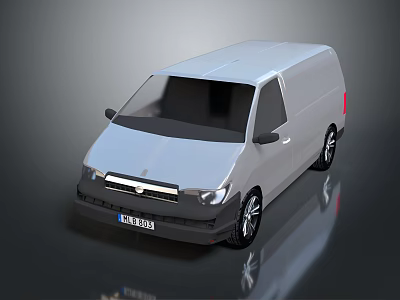 White Commercial Van 3D Rendering with Shiny Reflective Surface Modern Design and Black Wheels 3d model