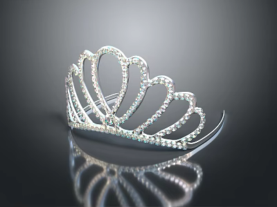 Elegant Silver Diamond Crown Sparkling Fashion Accessory For Women Bridal Party 3d model