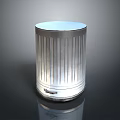 Silver Metal Trash Can With Vertical Stripes And Pedal Design For Home Use