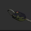 Rusty Moss Covered Car Remote Key With Red Button And V20 Electronic Device