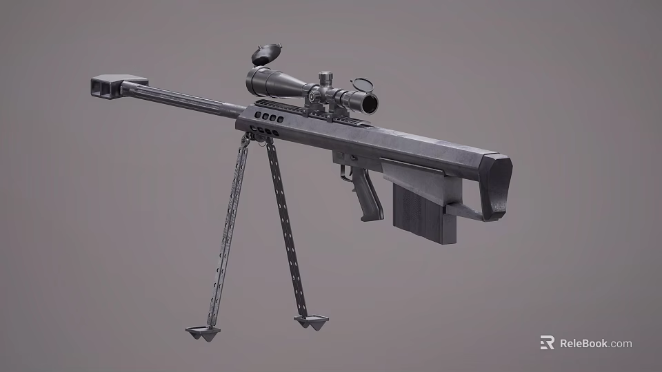 High Precision Modern Sniper Rifle With Scope And Tripod For Long Range Shooting 3d model 