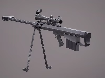 High Precision Modern Sniper Rifle With Scope And Tripod For Long Range Shooting 3d model