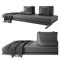 Modern Multi Person Sofa With Soft Cushions And Cozy Throw Blanket 3d model