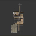 Industrial Scaffolding Equipment With Metal Frames Multi Level Platforms Wooden Planks And Sturdy Structure