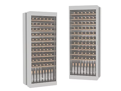 Modern Wine Cooler Appliances With Glass Doors And Multiple Bottle Storage Racks 3d model