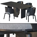Dining Table Set With Dark Wood Frame And Gray Padded Tostali Chairs 3d model