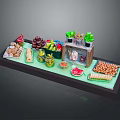 Colorful Food Display With Fresh Fruits Vegetables Bread And Nuts On Stand