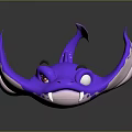 Cute Purple Stingray With Spots Big Eyes And Wing Like Fins In 3D Cartoon Design