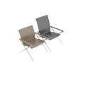 Modern Minimalist Leisure Chair with Black and Brown Leather Upholstered Metal Frame Cross Legs