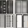 Modern Hinged Doors With Glass Panels And Multiple Design Styles For Interior Use 3d model