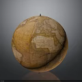 Vintage Globe With Detailed World Map Design Antique Brown Surface And Classic Stand