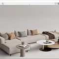 Modern corner sofa multi-person sofa coffee table combination 3d model