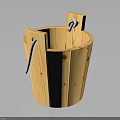 Wooden Bucket With Natural Wood Grain And Rope Handles For Daily Living