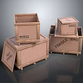 Wooden Shipping Crates With Fragile Labels Stacked And Open Design