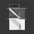 Modern Staircase Model With Transparent Platforms Wooden Steps And Metal Railings